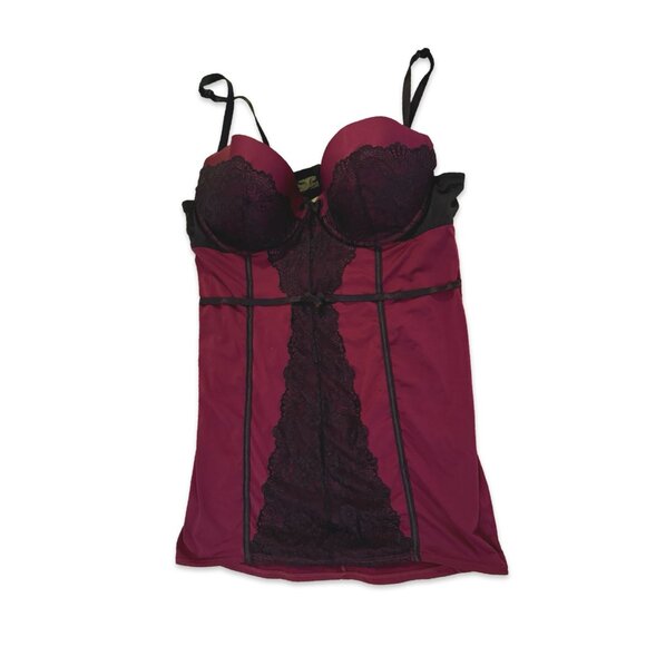 Torrid Curve Dark Red Lace Push Up Slip Dress / Lingerie - Size 1X - Picture 10 of 10